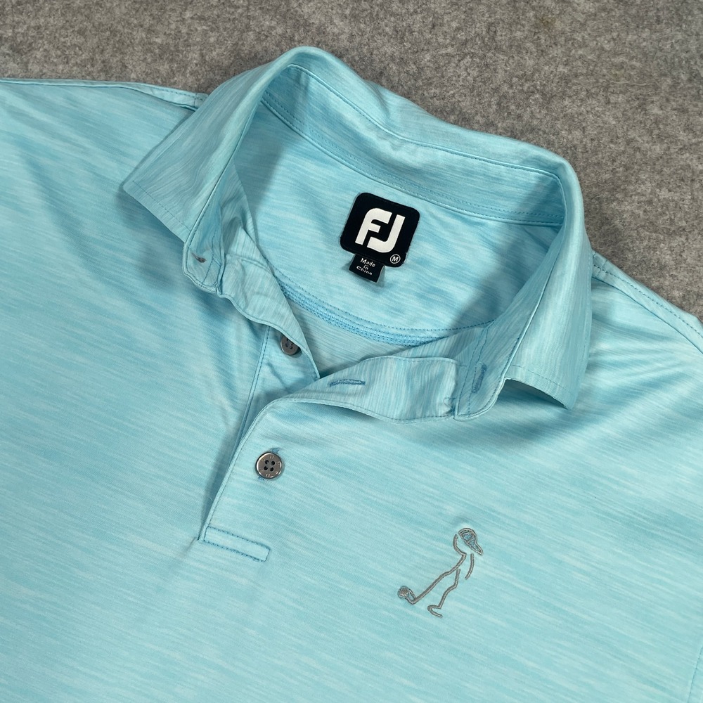 FootJoy Mens M Light Blue Heathered Golf Polo Shirt Logo